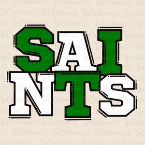 Saints Green Football PNG, Mascotte della scuola PNG, Saints verdi e bianchi, Maglietta da calcio, Spirito scolastico, Spirito di squadra, Saints png