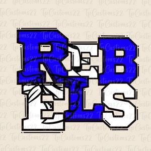 Rebels Blue Football PNG, School Mascot Png, Blue & White Rebels, Football Shirt, School Spirit, Team Spirit, Rebels png, Rebels Mint png,