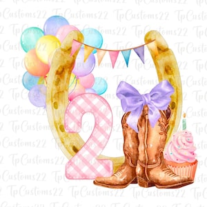 Western Country Geburtstag Png, Zweiter Geburtstagshemd, Country Geburtstag, Western Geburtstag, Mädchen Geburtstag Png, 2 Jahre alt