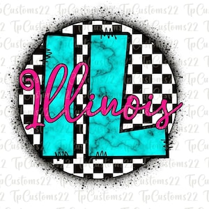 Retro jaren 90 Illinois png-sublimatieontwerp, staat png, Illinois png, retro png, staat Illinois, westerse png-downloads, geruit png