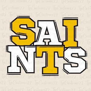 Saints Yellow Football PNG, Mascotte della scuola PNG, Saints gialli e bianchi, Maglia da calcio, Spirito scolastico, Spirito di squadra, Saints png