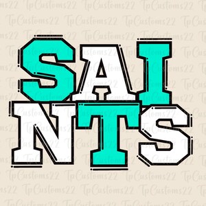 Saints Mint Football PNG, Mascotte della scuola PNG, Saints Mint e bianchi, Maglia da calcio, Spirito scolastico, Spirito di squadra, Saints png