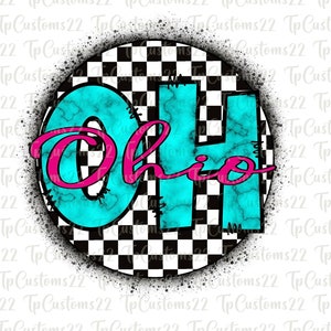 Retro 90s Ohio Png Sublimation Design, State Png, Ohio Png, Retro Png, Ohio State png, Western Png Downloads, Checkered PNG