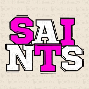 Saints Pink Football PNG, Mascotte della scuola PNG, Saints rosa e bianchi, Maglietta da calcio, Spirito scolastico, Spirito di squadra, Saints png