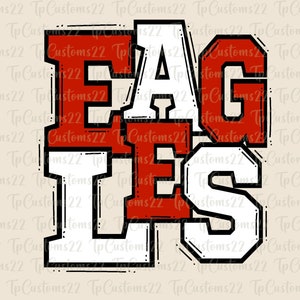 Eagles Football PNG, Football Png, Red and White Eagles, Football Shirt, Team Spirit, Sublimation, Eagles png