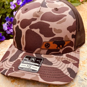 Bear Hunting, Bear Hunting Hat, Tennessee Bear Hunting, Tennessee Hat, Leather Patch Hat, Richardson 112, SnapBack, Vintage Camo Hat,