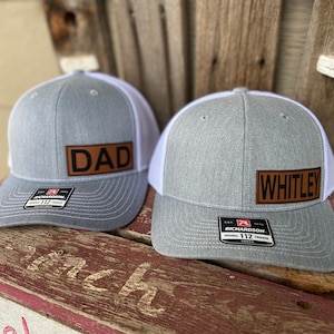 Dad and Me Leather Patch Hat, Matching Hats, - Leatherette - Richardson 112 Leather Patch Hat, Richardson 112, SnapBack,