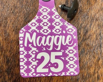 Custom Aztec Engraved Cattle Ear Tag, Cattle Ear Tags, Custom Cattle Tags, Ritchey Tags, Custom Ranch Tags, Cow Tag, Calf Tag, Goat Tag