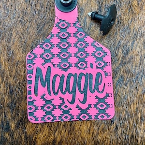Custom Aztec Engraved Cattle Ear Tag, Cattle Ear Tags, Custom Cattle Tags, Ritchey Tags, Custom Ranch Tags, Cow Tag, Calf Tag, Goat Tag