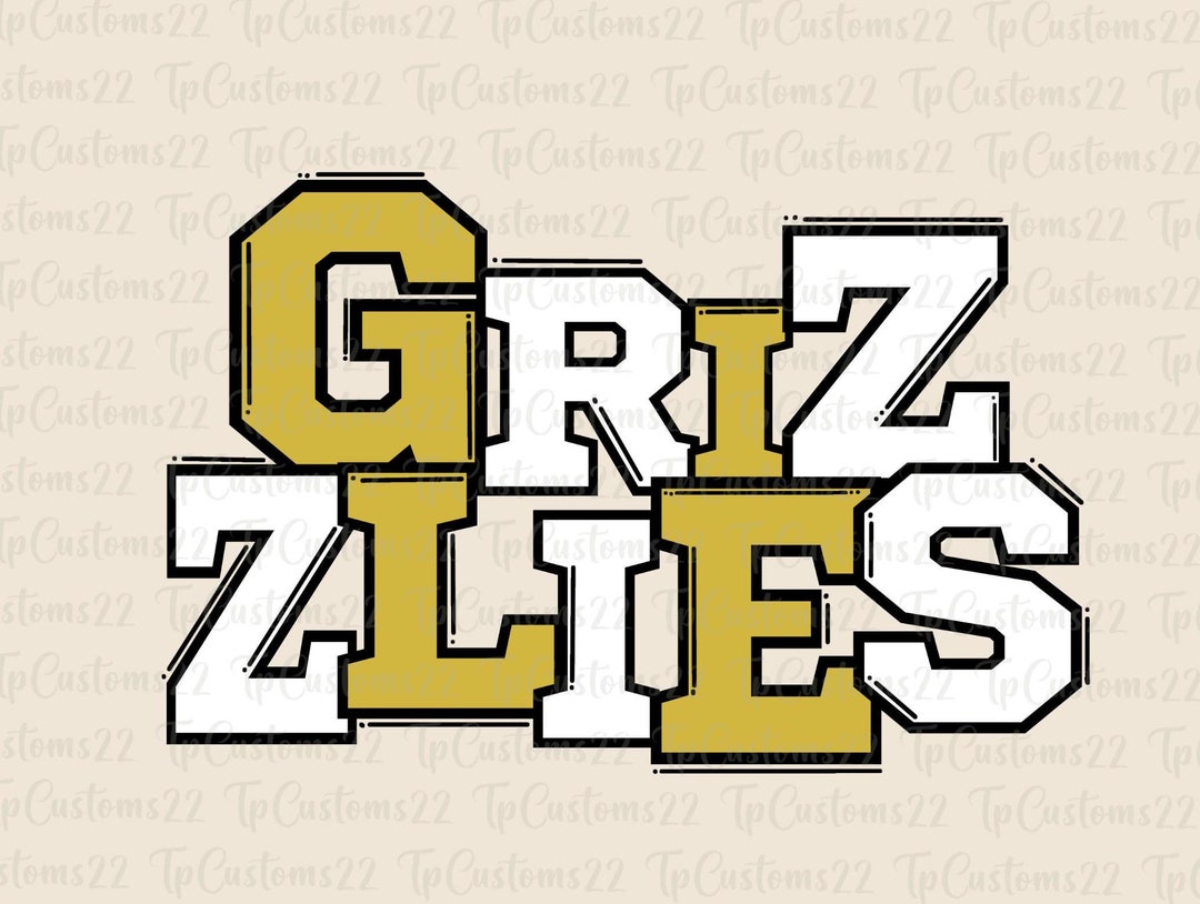 Grizzlies Gold Football PNG, School Mascot Png, Gold & White Grizzlies ...