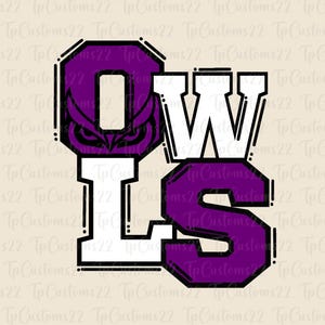 Owls Purple Football PNG, School Mascot Png, Red and White Owls, Football Shirt, School Spirit, Team Spirit, Owls png