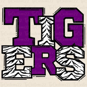 Tigers Purple Football PNG, School Mascot Png, Purple and White Tigers, Football Shirt, School Spirit, Team Spirit, Sublimation, Tigers png