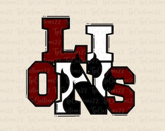Löwen Kastanienbraun Fußball PNG, Schulmaskottchen Png, kastanienbraune und weiße Löwen, Fußballtrikot, Schulgeist, Teamgeist, Sublimation, Löwen png