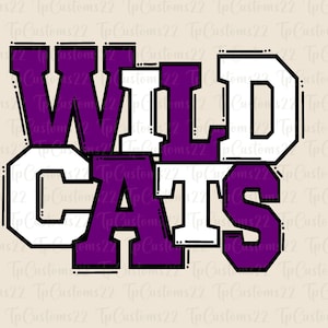 Wildcats Purple Football PNG, School Mascot Png, Purple and White Wildcats, Football Shirt, School Spirit, Team Spirit, Wildcats png