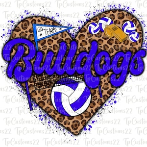 Bulldogs Volleyball PNG, Volleyball Png, Blue Bulldogs, Football Shirt, Volleyball shirt, Team Spirit, Sublimation, Blue png
