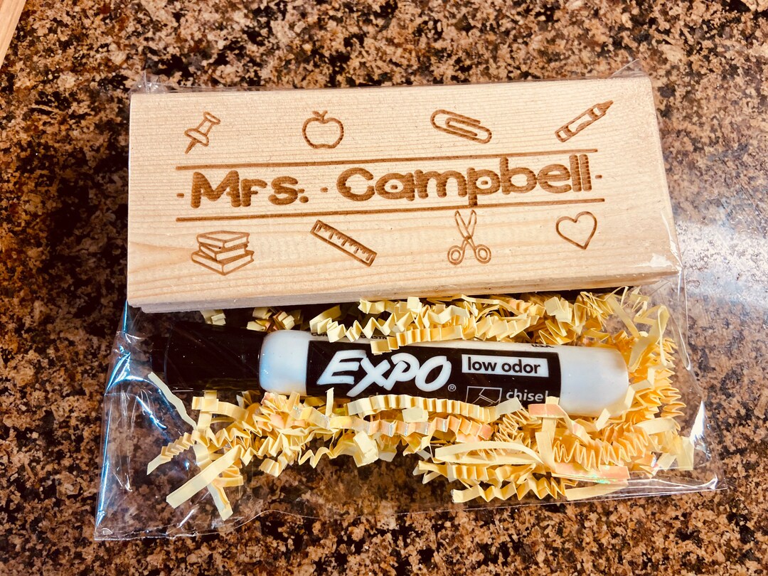 Custom Laser Engraved Wooden Whiteboard/ Chalkboard Eraser, Teacher