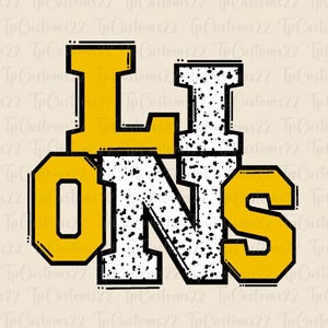 Lions Yellow Football PNG, School Mascot Png, Yellow and White Lions, Football Shirt, School Spirit, Team Spirit, Sublimation, Lions png