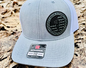 Save a Fuse Blow a Lineman Hat, Lineman Hat, Lineman Apparel, Custom Lineman Hat, Leather Lineman Hat, Leather Patch Hat, Richardson 112,