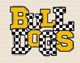 Bulldogs Checkered Gold PNG, Football Png, Gold Bulldogs, Football Shirt, Team Spirit, Sublimation, Bulldogs png, Checkered png