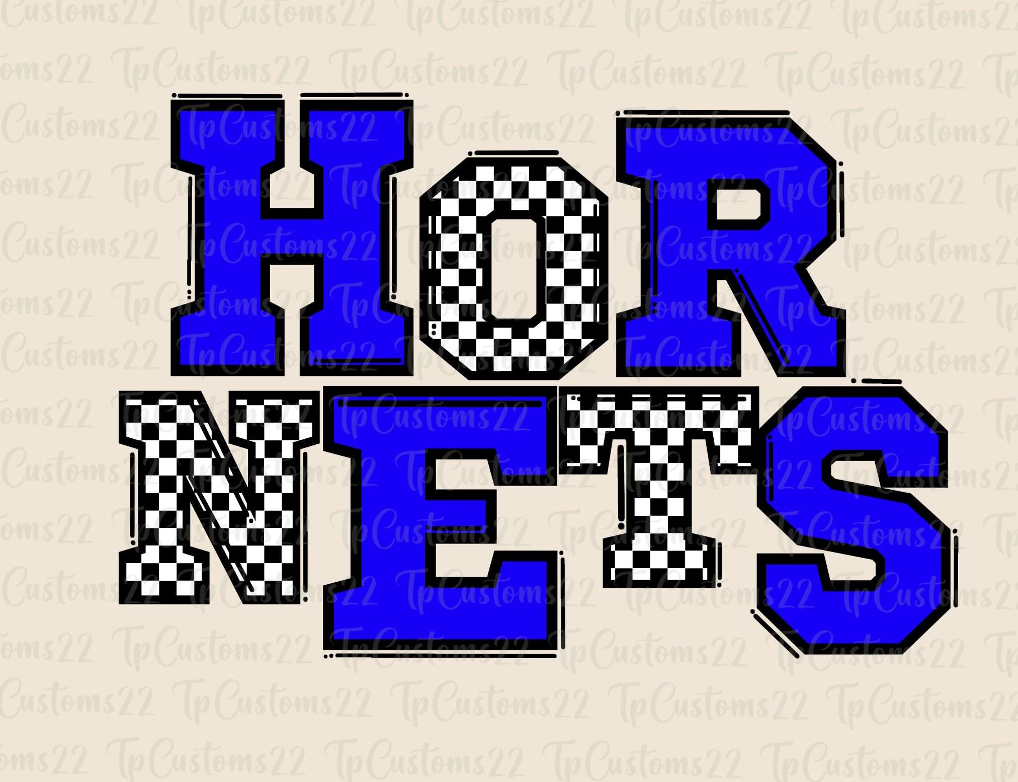 Hornets Checkered Blue Football PNG, School Mascot Png, Blue & white Hornets, Football Shirt, School Spirit, Team Spirit, Checkered png,