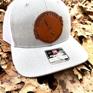 Custom Wedding Hats, Grooms Hat, Hats for Wedding Party, Groomsmen Hat, Leather Patch Hat, Richardson 112, SnapBack, Wedding Hats, Groomsmen