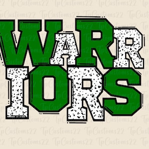 Warriors Green Football PNG, School Mascot Png, Green and White Warriors, Football Shirt, School Spirit, Team Spirit, Warrior png