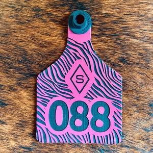 Custom Zebra Engraved Cattle Ear Tag, Cattle Ear Tags, Custom Cattle Tags, Ritchey Tags, Custom Ranch Tags, Cow Tag, Calf Tag, Goat Tag