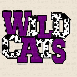 Wildcats Purple Football PNG, School Mascot Png, Purple and White Wildcats, Football Shirt, School Spirit, Team Spirit, Wildcats png