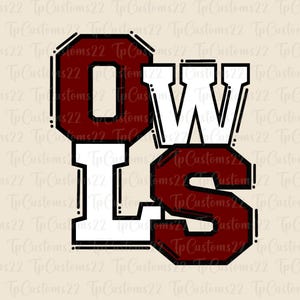 Owls Maroon Football PNG, School Mascot Png, Maroon and White Owls, Football Shirt, School Spirit, Team Spirit, Owls png