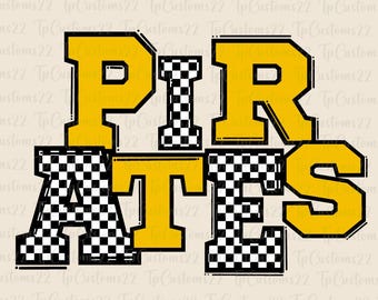 Pirates Checkered Yellow Football PNG, School Mascot Png, Yellow & White Pirates, Football png, School png, Checkered png, Pirates png