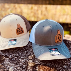 Custom Ranch Brand Leather Hats, Cattle Brand Hat Leather Patch Hat, Richardson 112, SnapBack, Christmas Gift, Gift for Him