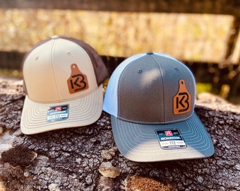 Custom Ranch Brand Leather Hats, Cattle Brand Hat Leather Patch Hat, Richardson 112, SnapBack, Christmas Gift, Gift for Him