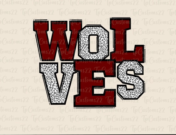 Wolves Maroon Football PNG, School Mascot Png, Maroon and White Wolves, Football Shirt, School Spirit, Team Spirit, Wolves png, Wolves png,