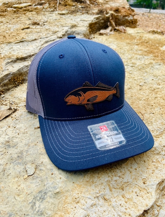Red Fish Hat Red Drum Saltwater Fishing Inshore Fishing Hat Hunting Fishing Leather Patch Hat Richardson 112 Snapback Etsy