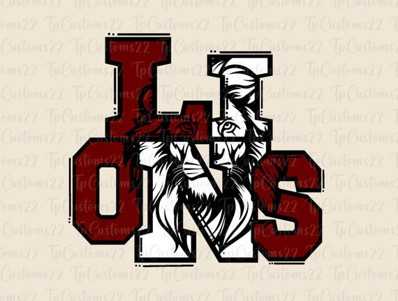 Lions Maroon Football PNG, School Mascot Png, Maroon and White Lions, Football Shirt, School Spirit, Team Spirit, Sublimation, Lions png