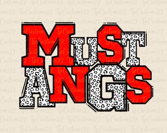 Mustangs Red Football PNG, School Mascot Png, Red and White Mustangs, Football Shirt, School Spirit, Team Spirit, Mustangs png
