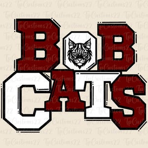 Bobcats Maroon Football PNG, School Mascot Png, Maroon and White Bobcats, Football Shirt, School Spirit, Team Spirit, Bobcats png