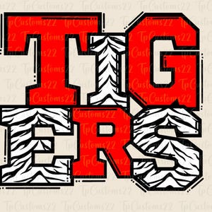 Tigers Red Football PNG, School Mascot Png, Red and White Tigers, Football Shirt, School Spirit, Team Spirit, Sublimation, Tigers png