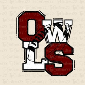 Owls Maroon Football PNG, School Mascot Png, Maroon and White Owls, Football Shirt, School Spirit, Team Spirit, Owls png