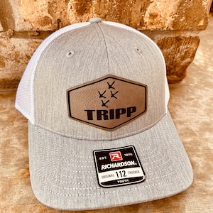 Kids Name Personalized Hat, Hunting Hat, Personalized Turkey Hunting Boys Hat, Youth Custom Hat, Leather Patch Hat, Richardson 112, SnapBack