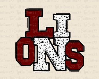 Löwen Kastanienbraun Fußball PNG, Schulmaskottchen Png, kastanienbraune und weiße Löwen, Fußballtrikot, Schulgeist, Teamgeist, Sublimation, Löwen png