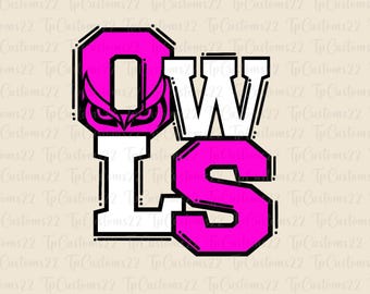 Owls Pink Football PNG, School Mascot Png, Pink and White Owls, Football Shirt, School Spirit, Team Spirit, Owls png