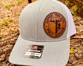 Lineman, Lineman Hat, Trades Worker Hat, Tradesman, Power Company Man, Leather Patch Hat, Richardson 112, SnapBack