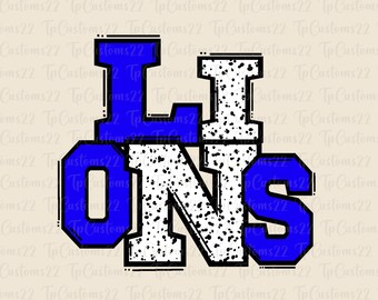 Lions Blue Football PNG, School Mascot Png, Blue and White Lions, Football Shirt, School Spirit, Team Spirit, Sublimation, Lions png