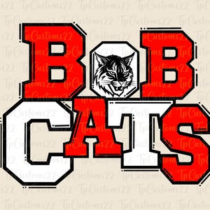 Bobcats Red Football PNG, School Mascot Png, Red and White Bobcats, Football Shirt, School Spirit, Team Spirit, Bobcats png