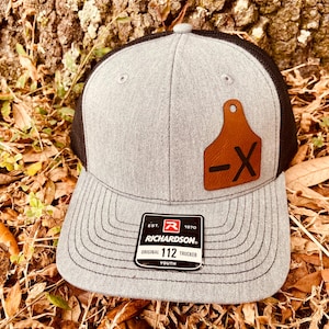 YOUTH! Custom Ranch Brand Leather Hats, Cattle Brand Hat Leather Patch Hat, Richardson 112, SnapBack, Christmas Gift, Gift for Him