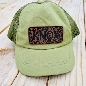 Baby Trucker Hat, Name Personalized Hat, Toddler Custom Hat, Personalized Boys Hat, Baby Name Hat, Youth Custom Hat, Leather Patch Hat,