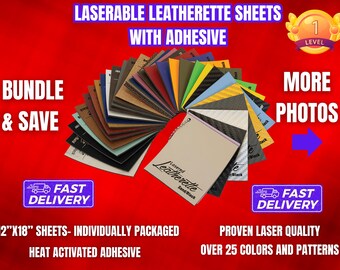Leatherette Sheets with Adhesive Backing - Blank, Leather for engraving, Leatherette Sheets with Adhesive 12”x18”, Leather Patches, Leather,