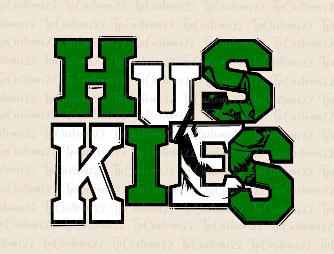 Huskies Green Football PNG, School Mascot Png, Green & White Huskies ...