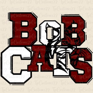 Bobcats Maroon Football PNG, School Mascot Png, Maroon and White Bobcats, Football Shirt, School Spirit, Team Spirit, Bobcats png